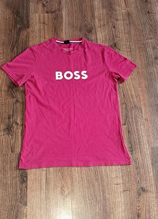 Мужская уникальная футболка hugo boss с большим лого оригинал