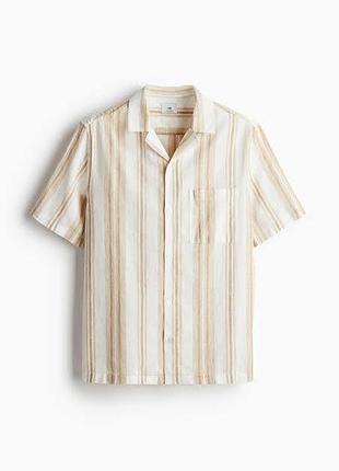 Сорочка лляна в смужку h&m