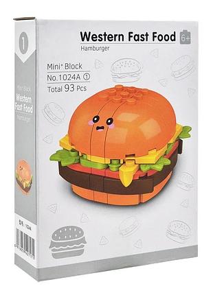 Конструктор дитячий "western fast food: hamburger" 1024a-1, пластик, 93 деталі