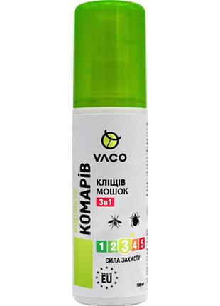 Спрей 3в1 от комаров, клещей и мошек vaco, 100 мл