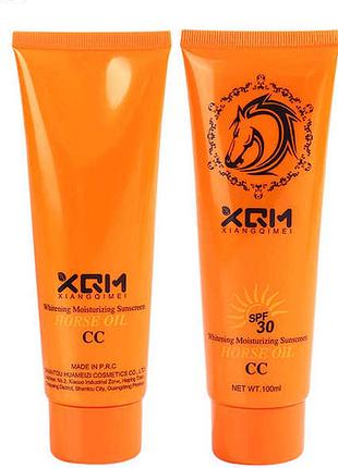 Сонцезахисний зволожувальний сс крем на основі кінського жиру xqm spf 30, 100 мл