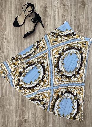 Стильная юбка, миди, гофре, плиссе, в стиле versace ❤️