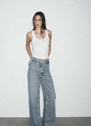 Джинси zara wide leg з перехрещеним поясом