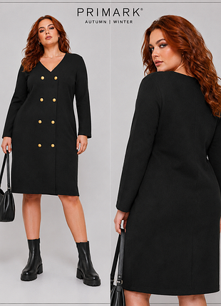 Чорне тепле плаття primark xl/2xl із золотими ґудзиками, осінь-зима