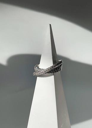 Каблучка pandora з двома рядами паве