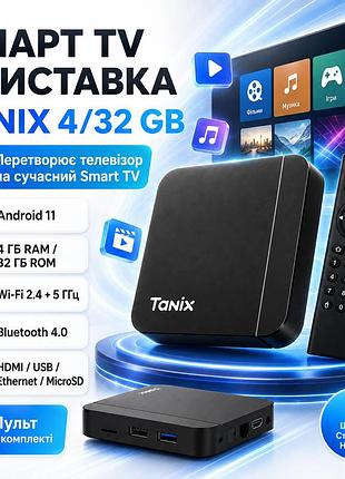 Смарт приставка tanix, 4/32 гб, черный / тв приставка / смарт бокс для телевизора / андроид тв / смарт тв