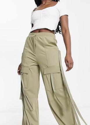 Трендові широкі штани карго asos design (ефект мокрого шовку), стан нових
