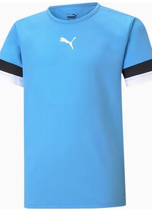 Футболка puma teamrise jersey jr голубой дит 152 см
