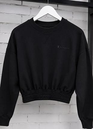 Свитшот укороченный женский на резинке champion xs черный однотонный (12345751-8)