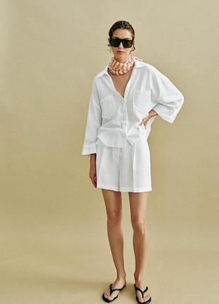 Лляна біла сорочка zara l