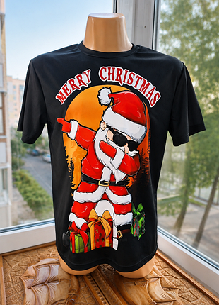 Новогодняя футболка merry christmas, санта клаус