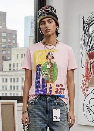 Оригинальная футболка zara «nyfw official member» р.44-46