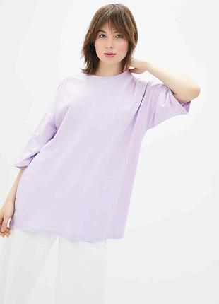 Трендовая женская футболка оверсайз лаванда, сиреневая футболка мега oversize uni