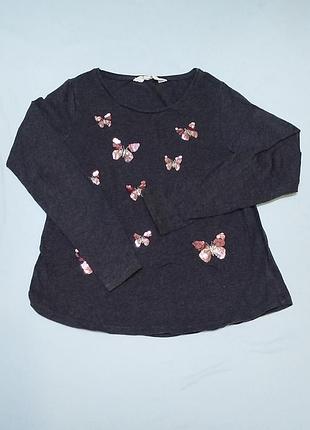 Лонгслів h&amp;m з метеликами з паєток 134-140р 8015 т