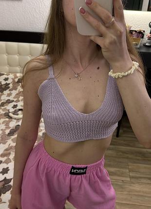 Вʼязаний топ фіолетовий bershka xs