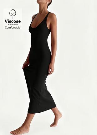 Чорна сукня-майка міді бренду h&m