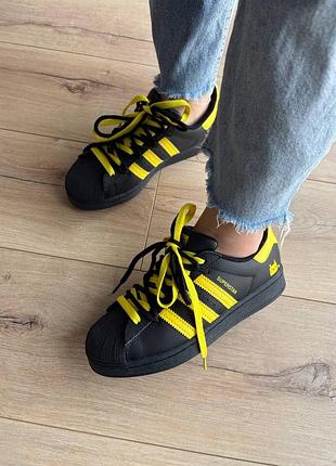 Кеди жіночі  adidas superstar pokemon black yellow custom
