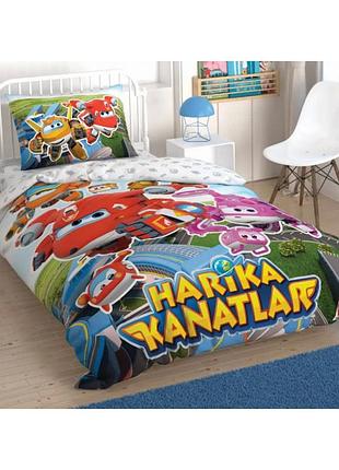 Підліткова постільна білизна tac disney harika kanatlar super team ранфорс напівторна на гумці