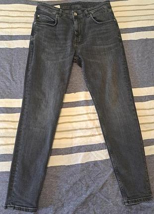 Джинсы мужские, zara темно серого цвета, slim fit