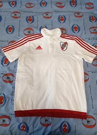 Чоловіча футбольна футболка поло, adidas, river plate 17/18 presentation polo, оригінал, р. м