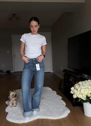 Темно-сині джинси від zara wide leg high rise / темно-синие джинсы палаццо палацо