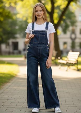 Джинсовый комбинезон палаццо shein teen 13y (рост 158-164) широкие брюки