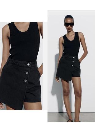 Черные джинсовые шорты - юбка zara
