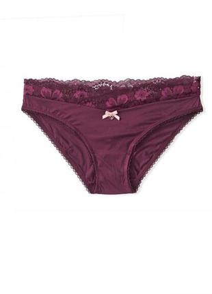 Трусики victoria’s secret body by victoria supersoft smooth satiny floral lace waist bikini panty розмір м