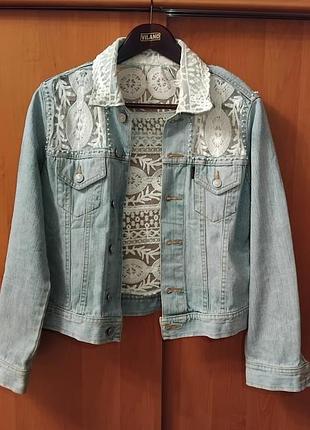 Джинсовый пиджак ручная работа handmade