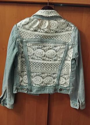 Джинсовый пиджак ручная работа handmade