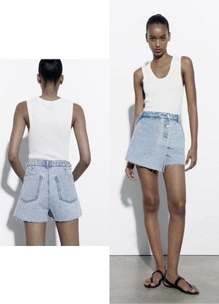 Голубые джинсовые шорты - юбка zara