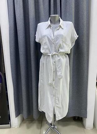 Смугаста сукня під пояс на ґудзиках zara m