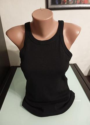 Черная майка в рубчик h&amp;m