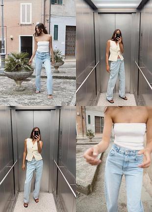 Голубые прямые джинсы трубы straight zara
