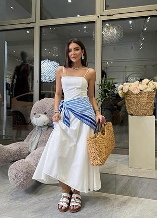 Мідісукня в смужку з хусткою zara 8078/030 xs біла (08078030250xs)