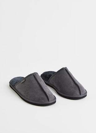 Чоловічі домашні капці h&m зі штучним хутром. оригінал. нові. eu 40/41