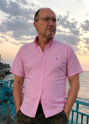 Ralph lauren оригинал розовая мужская рубашка xl xxl 52–54
