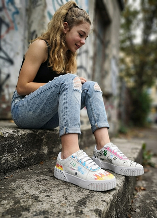 Женские кроссовки puma оригинал кастом роспись размер 37.5 (стелька 23.5 см)