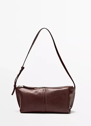 Сумка на плече зі шкіри наппа massimo dutti