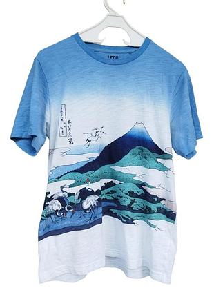 Оригинальная футболка uniqlo ut x hokusai blue (гора фудзи / японский принт)