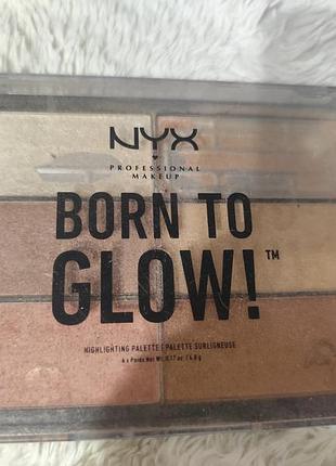 Палетка хайлайтерів для обличчя born to glow highlighting palette від відомого американського бренду nyx professional makeup.