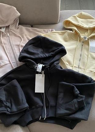 Кроп худі zara, зара худі, зіпка зара, сіра зіпка, жовта зіпка, рожева зіпка, жіноче зіп худі, стильний худі, світшот жіночий, худі від зара