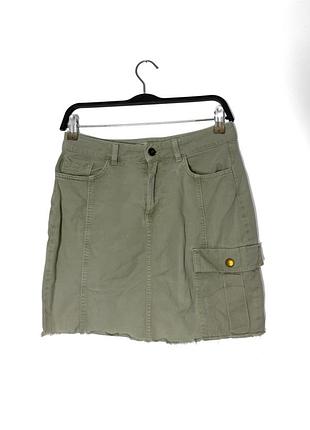 Зеленая джинсовая юбка мини zara