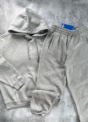 Спортивний костюм фліс худі та джогери adidas originals сірий