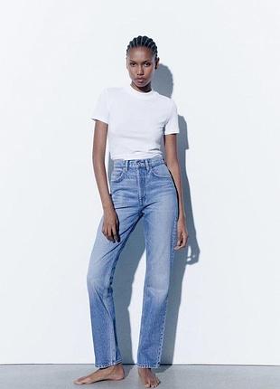 Голубые прямые джинсы slim zara