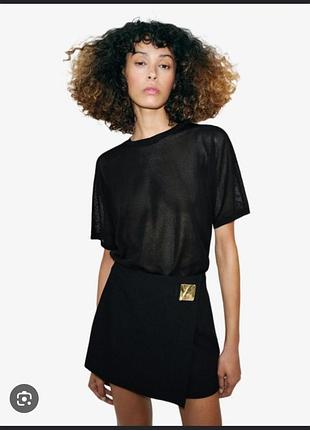 Черная мини юбка шорты zara