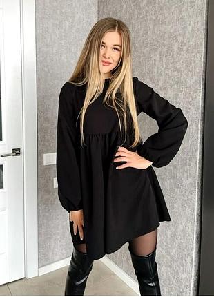 Чорна сукня жатка від бренду new look