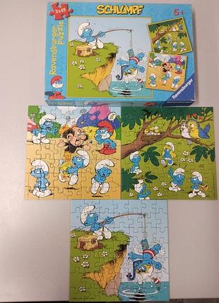 Дитячі пазли ravensburger смурфики 3в1 (3x49 елементів) смурф