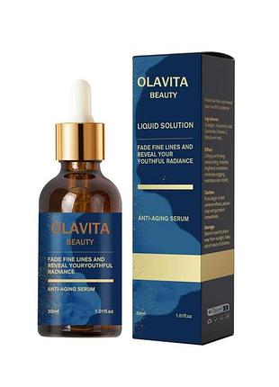 Антивозрастная сыворотка для лица, разработанная для уменьшения морщин olavita liquid solution anti-aging serum (объем 30 мл)