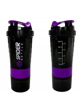 Шейкер спортивний spider ef-7200-v 0,5 л, чорно-фіолетовий